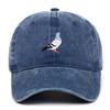 Pigeon Embroidery Washed Cotton Distressed Baseball Cap - Dad Hat Hip Hop Style