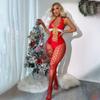 Костюм для рождественской вечеринки, сексуальное женское нижнее белье, открытый промежностный комбинезон, женская эротическая одежда, платье-бэбидолл, нижнее белье
