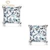925 Sterling Silver 0.5 Carat Princess Square Classic Temperament Stud Earrings For Women Fine High Grade Jewelry Gift To Valentine's