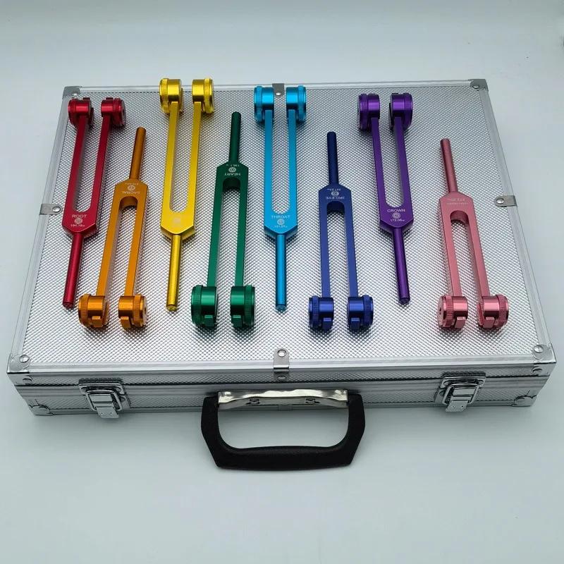Aluminum Alloy Tuning Forks Medical Eight Colored Set Healing Tuning Fork Diapason Therapy Musical Instruments Yoga Meditation Accessory