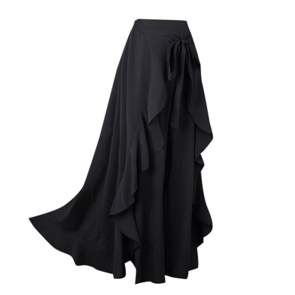 Женские повседневные двухслойные широкие брюки-кюлоты с длинными брюками с нерегулярными рюшами