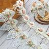 Embroidered DIY Trim Lace Ribbon Fabric Rose Flower Luxury Wedding Dress Sewing Accessories 1Yard