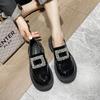 552 Drill Buckle Round Head Thick Sole Heightening Loafer Single Shoes Women's Autumn and Winter