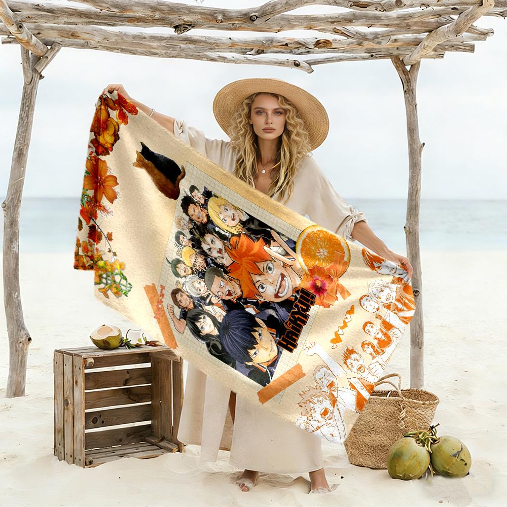 Haikyuu!! Celebration Durable Beach Towel Portable for Outdoor Daily Use Outdoor Accessory Best for Christmas