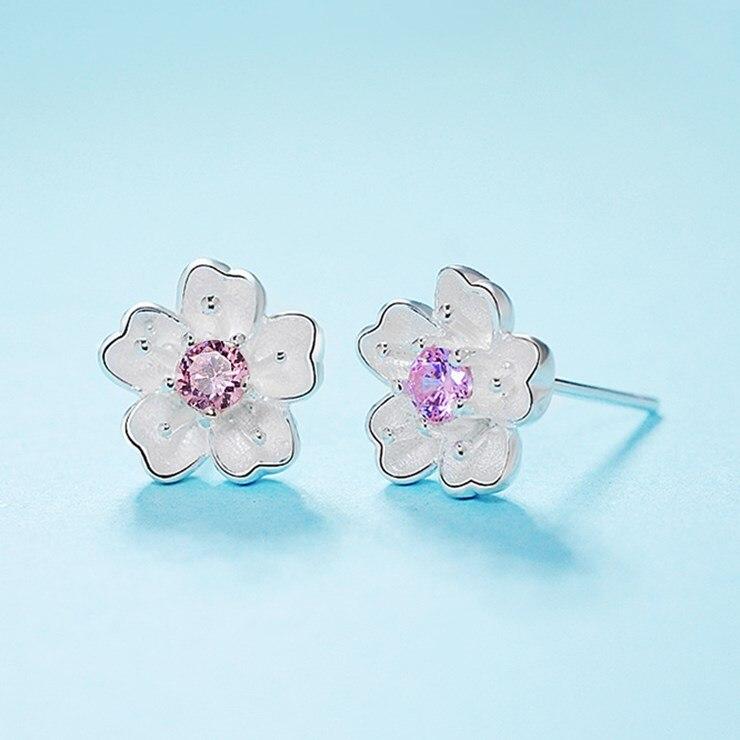 Романтические комплекты ювелирных изделий из стерлингового серебра 925 пробы с вишнями и цветами, милые свадебные наборы с подвеской