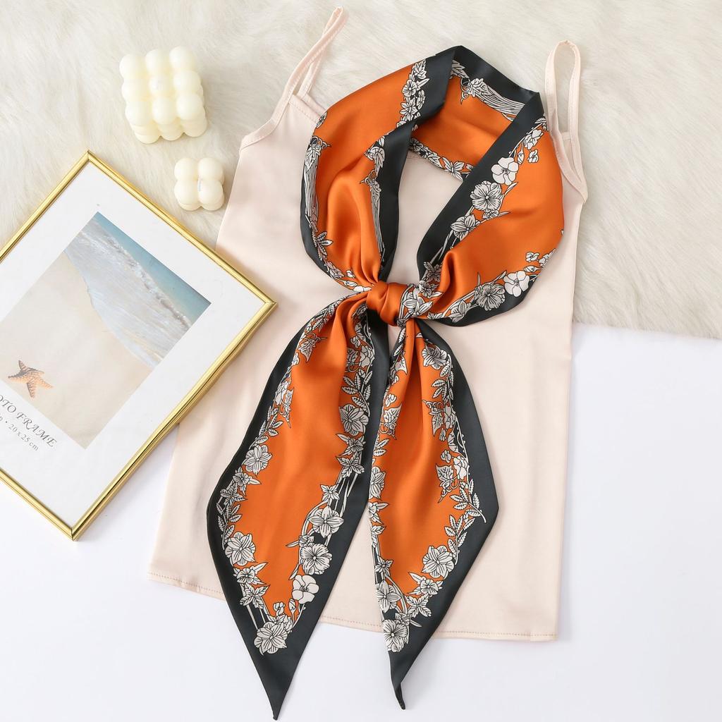New Simulation Silk Long Scarf Fashionable Versatile Suit Double-Layer Scarf Decorative Bag Wrapped With Professional Scarf For Women
