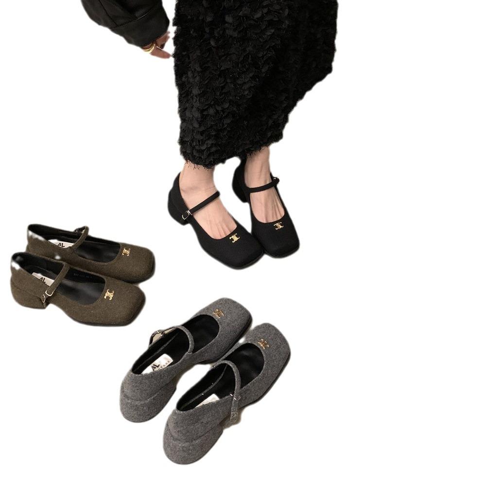 High Sense~ Туфли Мэри Джейн женские с золотой пряжкой и лоферами, весеннее платье, 5 см, маленькие кожаные туфли