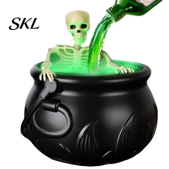 Indoor Halloween Decoration Witch Cauldron, Large Plastic Black Bucket with Floating Potion Bottle, Atmosphere Artifact Spooky Soup Pot Decor for Home