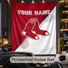 TapestryBoston Red Sox Custom Name Text Personalized Wall Hanging Tapestry Home Wall Decor