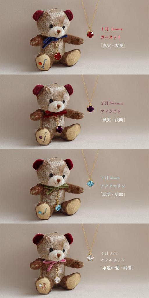 Petit Luu Birthstone Color Crystal Mini Angel Bear Necklace Gift (May)