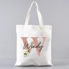 Custom Name White Canvas Tote Bag Large Capacity Foldable Supermarket Shopping Bag For Women Shopper Personalized Handbags