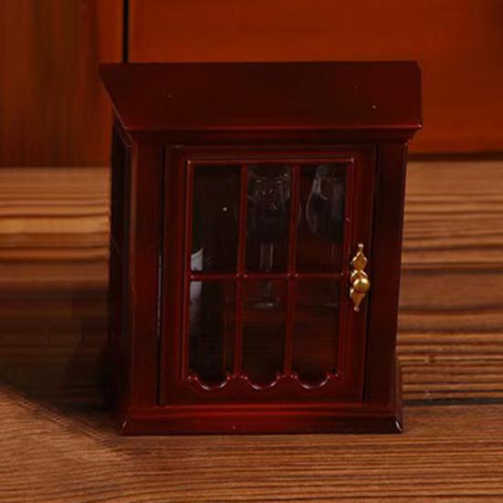 Мини-модель винного шкафа Миниатюрная кухонная мебель для дома Мини-бутылки для красного вина Бокалы