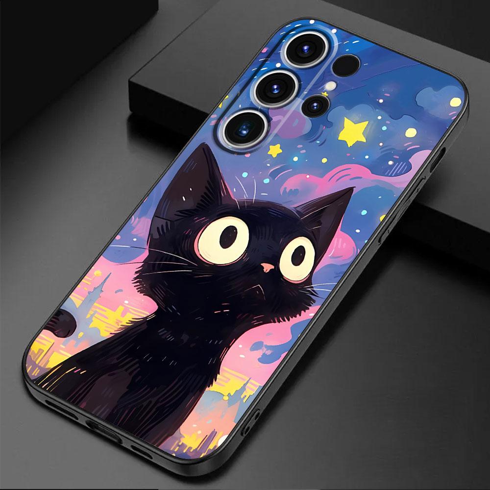 Чехол-накладка Starry Sky Cat Capa Silicone для телефона Samsung Galaxy S21 5G S21 FE S24 Ultra S22 Plus S23 Ultra S20 S24 Plus S21