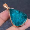 Neon Blue Apatite Gemstone Copper Jewelry Pendant 2.21"