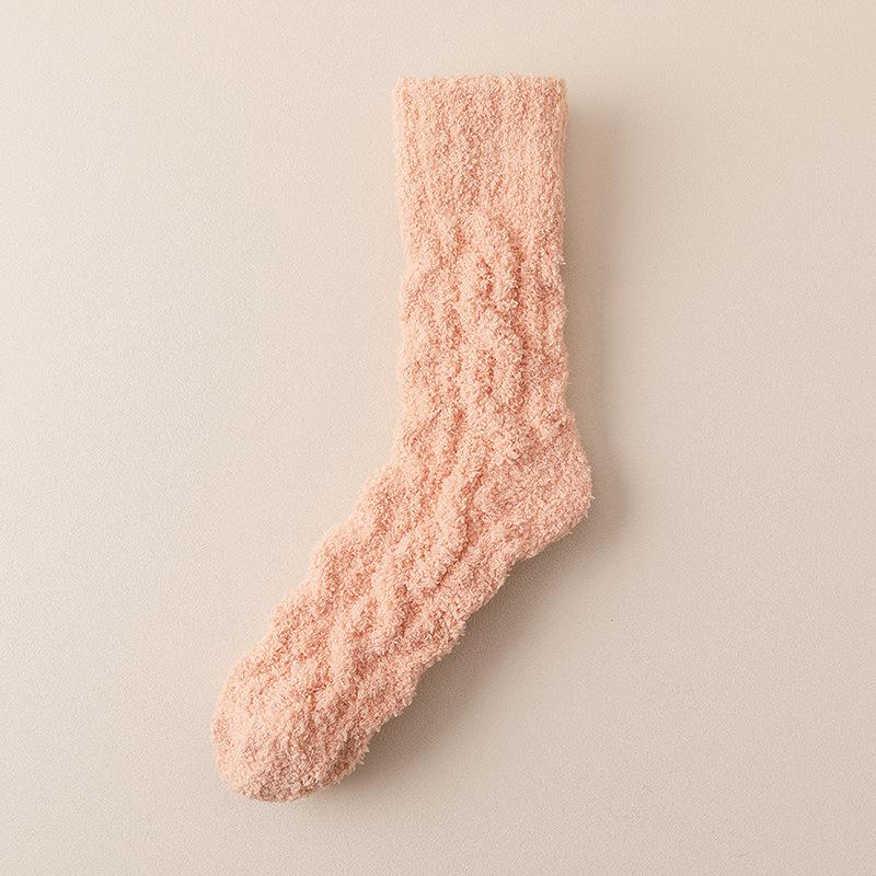 Женские осенне-зимние теплые и толстые однотонные носки-трубы для сна