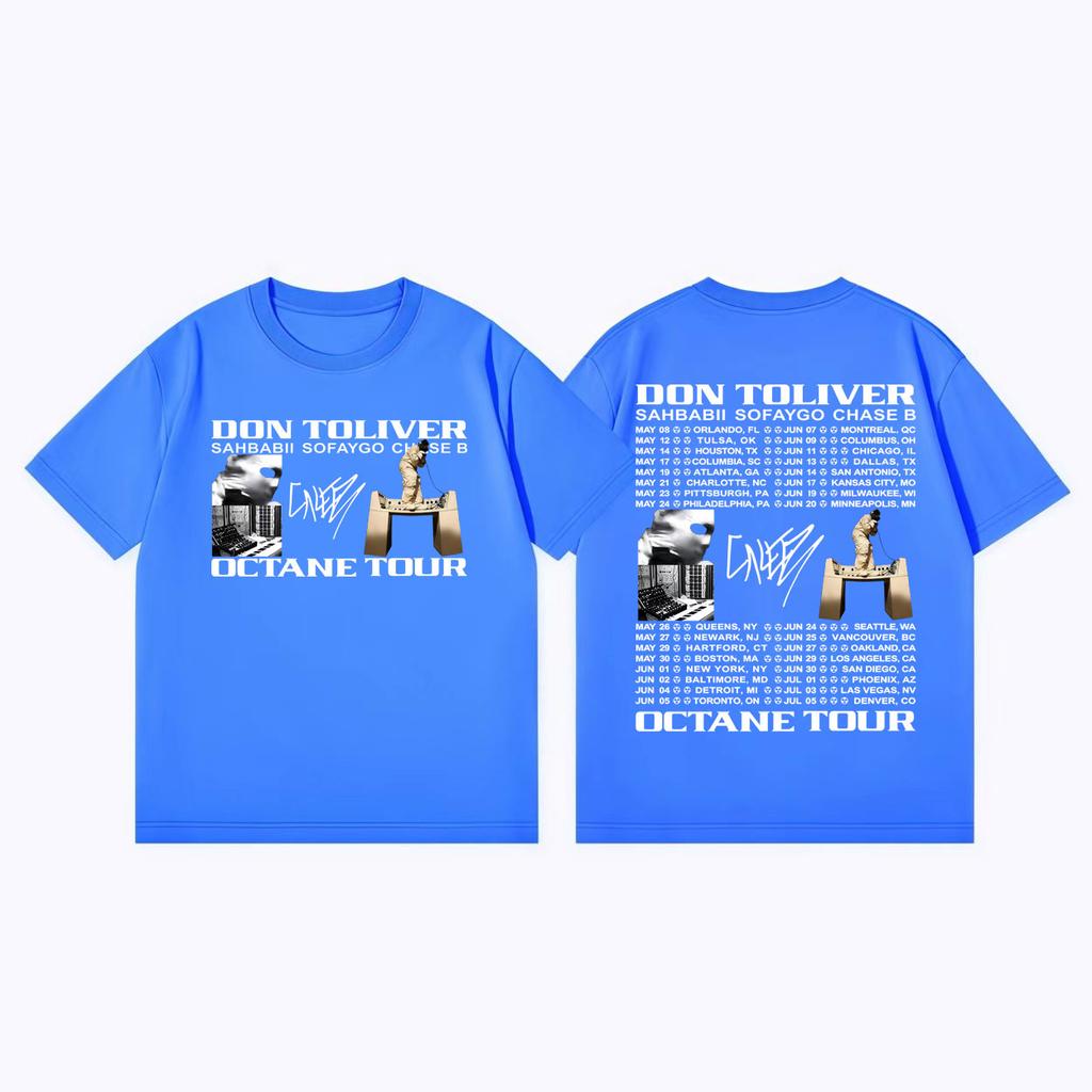 Don Toliver Octane Tour 2026 Футболка Унисекс Женская Модный Тренд Хип-Хоп Футболка с Коротким Рукавом Высококачественный Хлопок Свободные Футболки