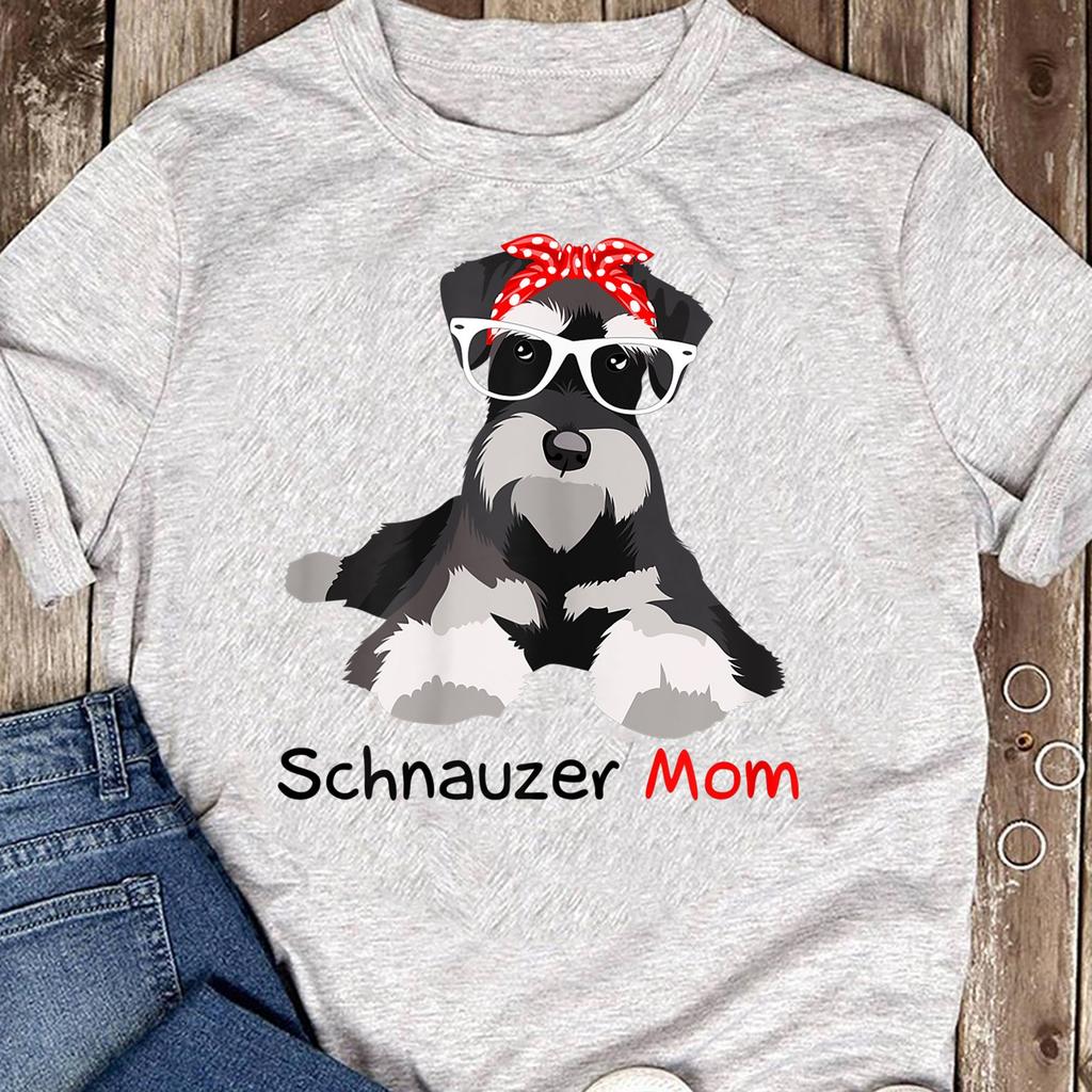 Schnauzer Mom Bandana Womens Schnauzer Dog T-Shirt - Gift for Dog Lovers - Funny Dog - Schnauzer Lovers - Mother's Day