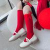 MidTube Bow Hosiery for Kids Cotton Children Long Socks Sleeping New Year Red Socks  Autumn