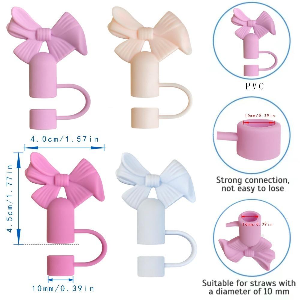Dust Proof Bow Straw Cap Covers Reusable Silicone Straw Tips Cover for Stanley Cups