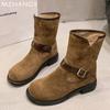 Модные женские зимние ботинки на толстой подошве из замши, модные удобные повседневные туфли для женщин 2024 года, зимнее дизайнерское платье для прогулок, челси, ботинки Mujer