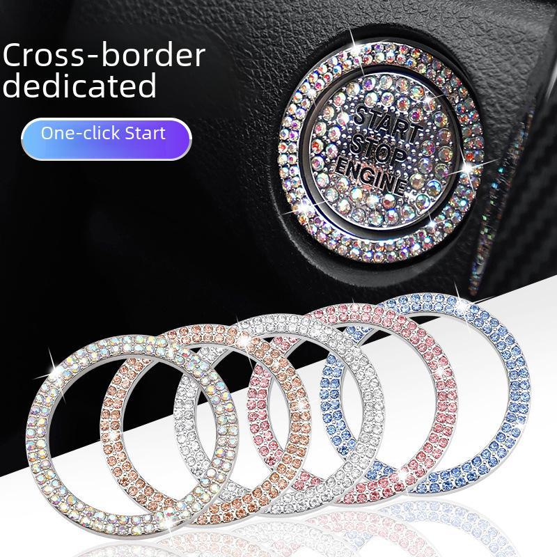 Кольцо-наклейка на кнопку запуска автомобиля Crystal Diamond - универсальная декоративная крышка для интерьера