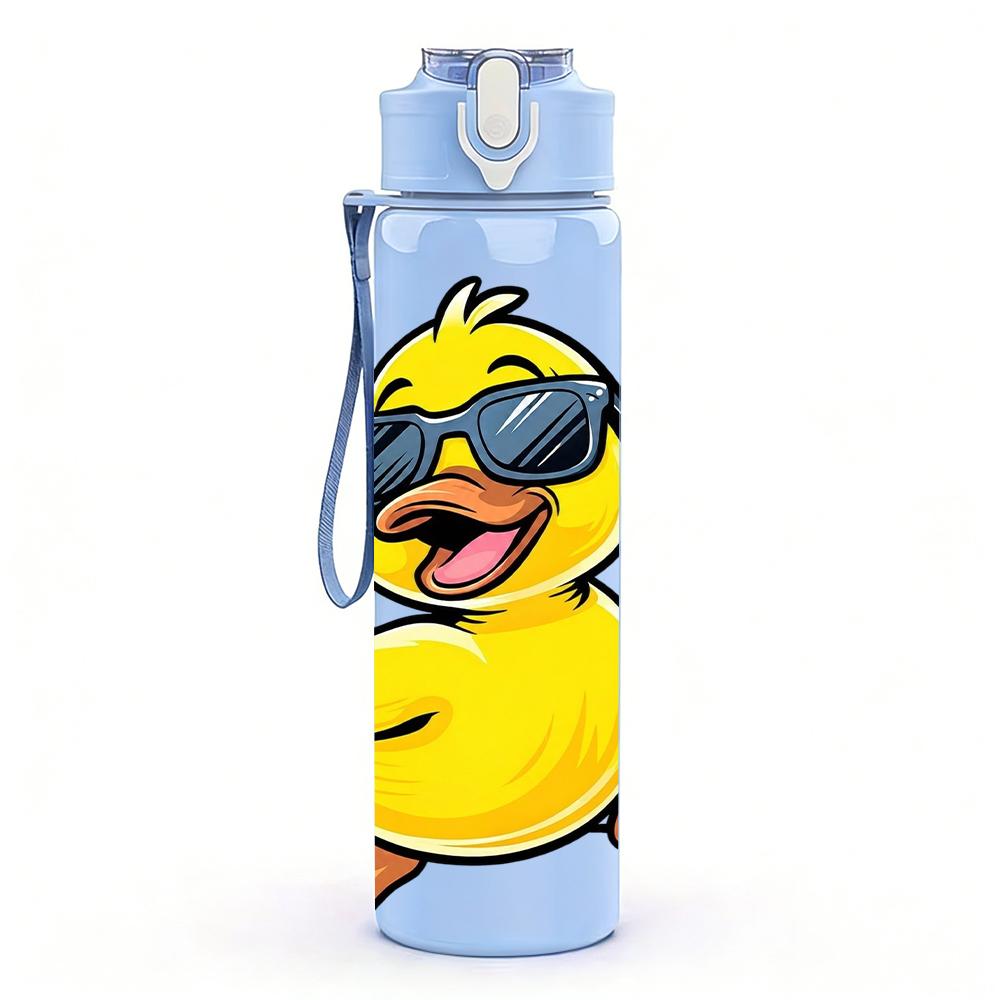 1PC Sunglasses Yellow Duck 750ml Color Plastic Sports Water Bottle Leakproof Flip Straw Lid Suitable for Sports Office Home Use