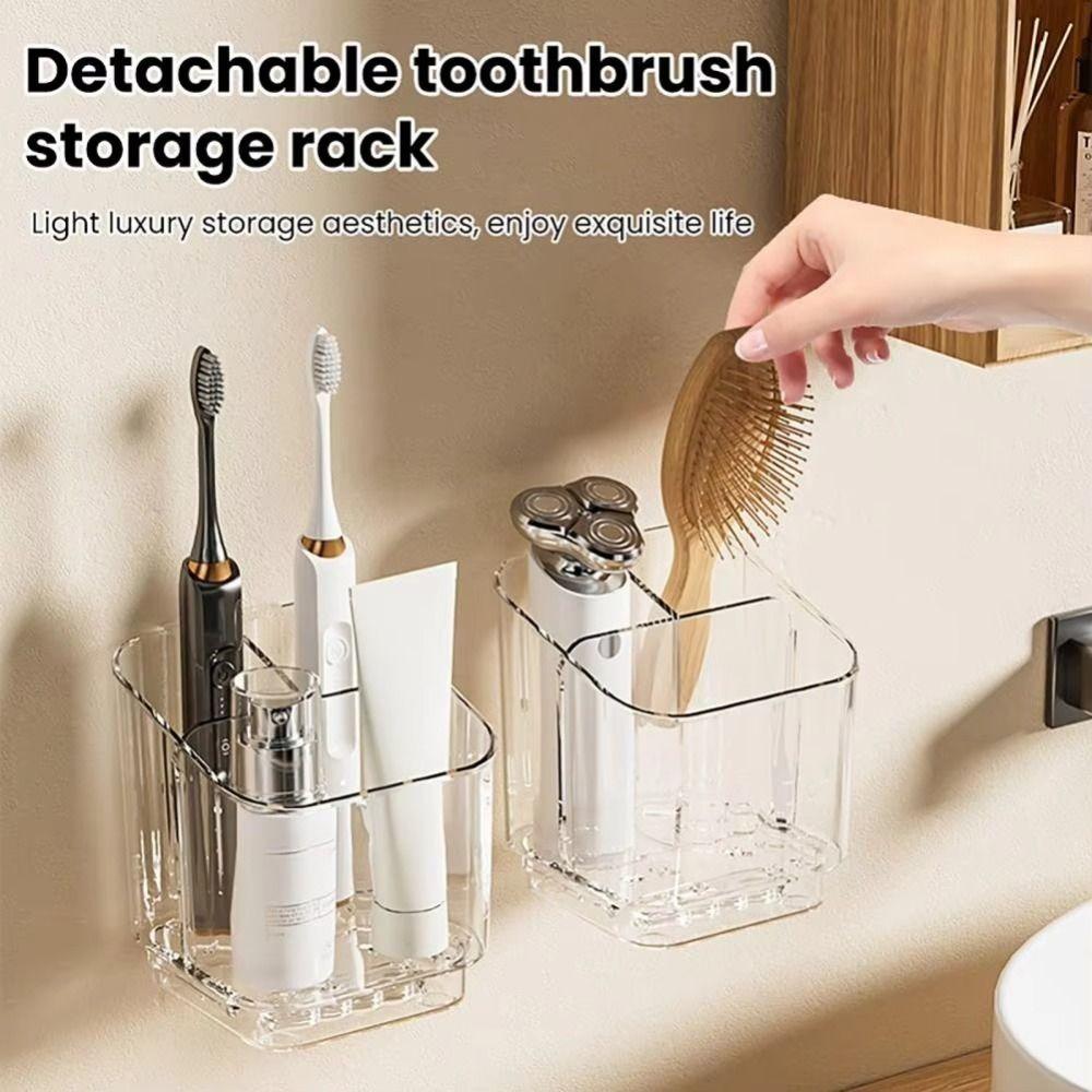 Punch Free Bathroom Grid Storage Rack Wall-mounted Toothbrush Storage Shelves Bathroom Organizer