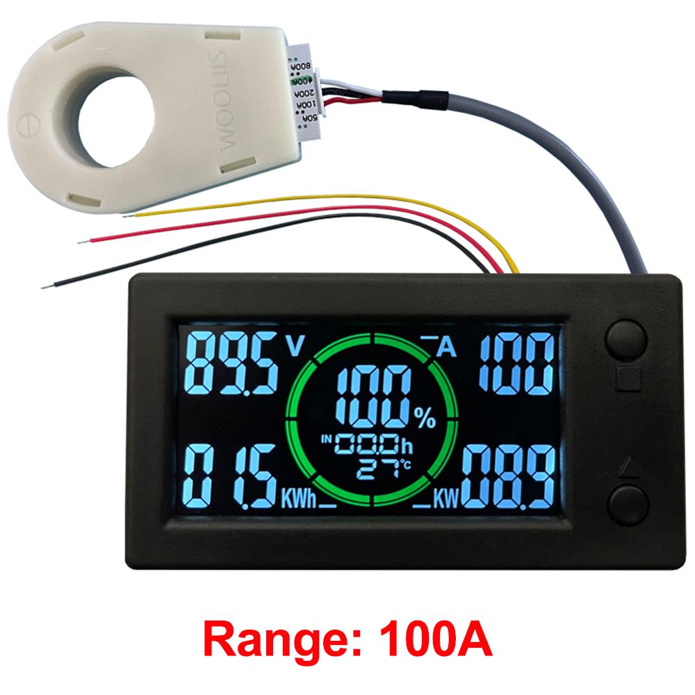 50A 100A 200A 400A STN LCD Hall Coulomb Meter Counter Voltage Current Capacity Power Indicator Display Battery Monitor For Car