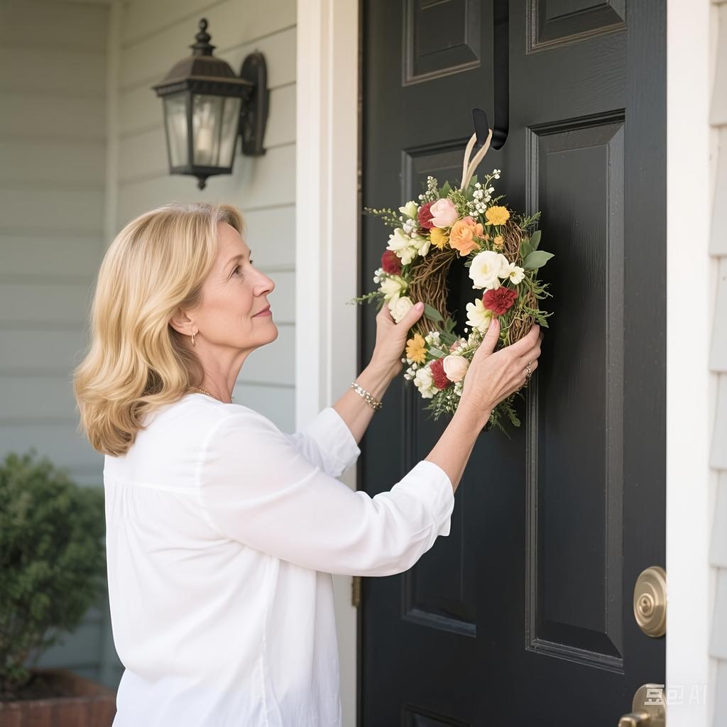 1 прочный металлический каркас для цветочного кольца для подвешивания на дверь - минималистичный дизайн, подходит для рождественского оформления в помещении/на улице