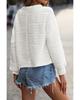White Wavy Texture Drop Shoulder Long Sleeve Top