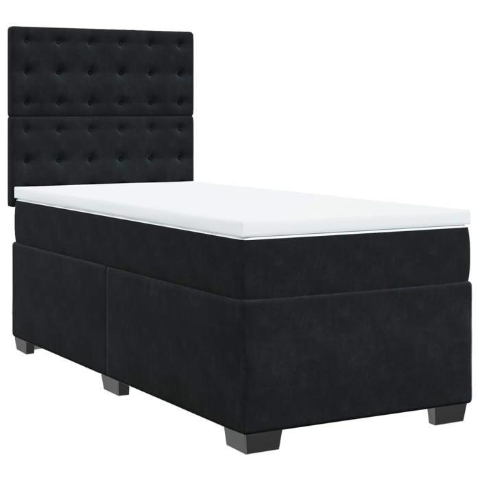 Maison Exclusive - Sommier à lattes de lit et matelas Noir 80x200 cm Velours