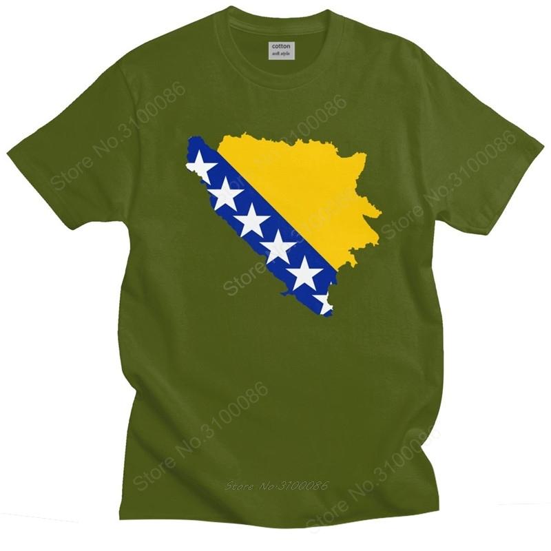 Stylish Bosnia Herzegovina Flag Map Tshirt Unisex Short Sleeve Streetwear Tee Fashion Casual T Shirt Loose Fit Cotton Tshirt Gift