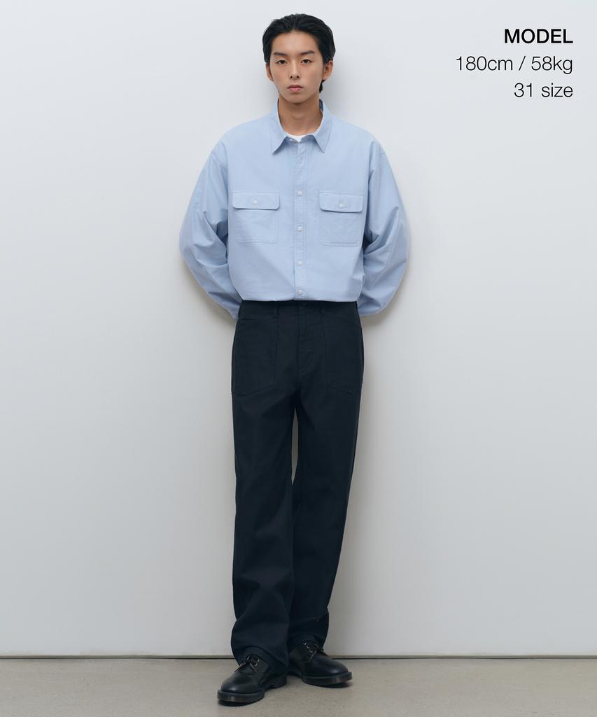 MUSINSA STANDARD Back Satin Baker Pants [Navy]
