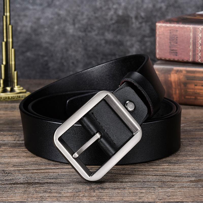 Belt Men'S Day Buckle Two-Layer Leather Belt Casual Antique Belt