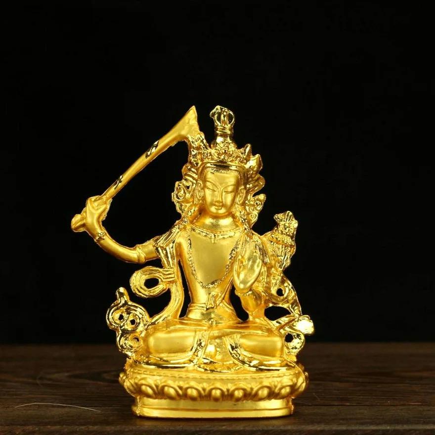 1PCS 3-inch Alloy Manjusri Four Armed Lotus Master White Green Tara Diamond Buddha Home Desktop Decoration