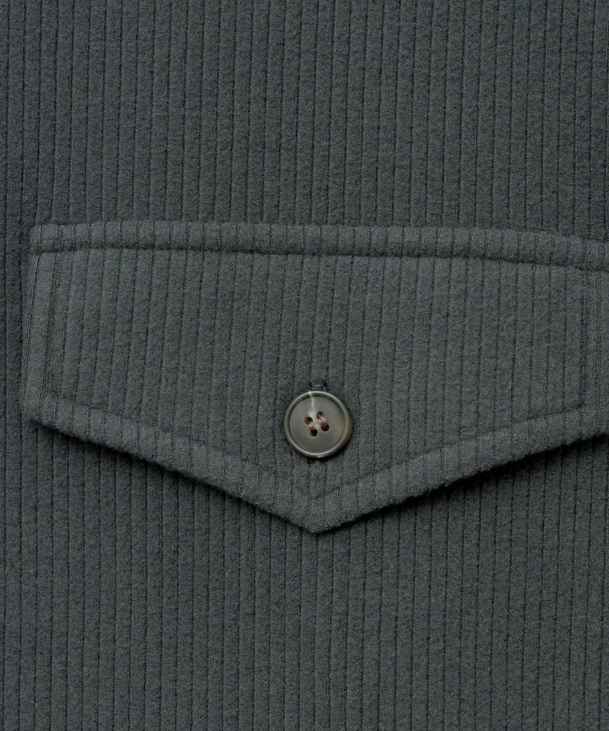 NOIRER Ribbed Henley Neck Long Sleeve T-Shirt (Dark Grey)
