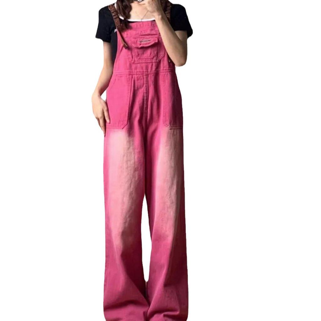 2024 Женский комбинезон Dragon Fruit Red Retro Loose Wide-Bar