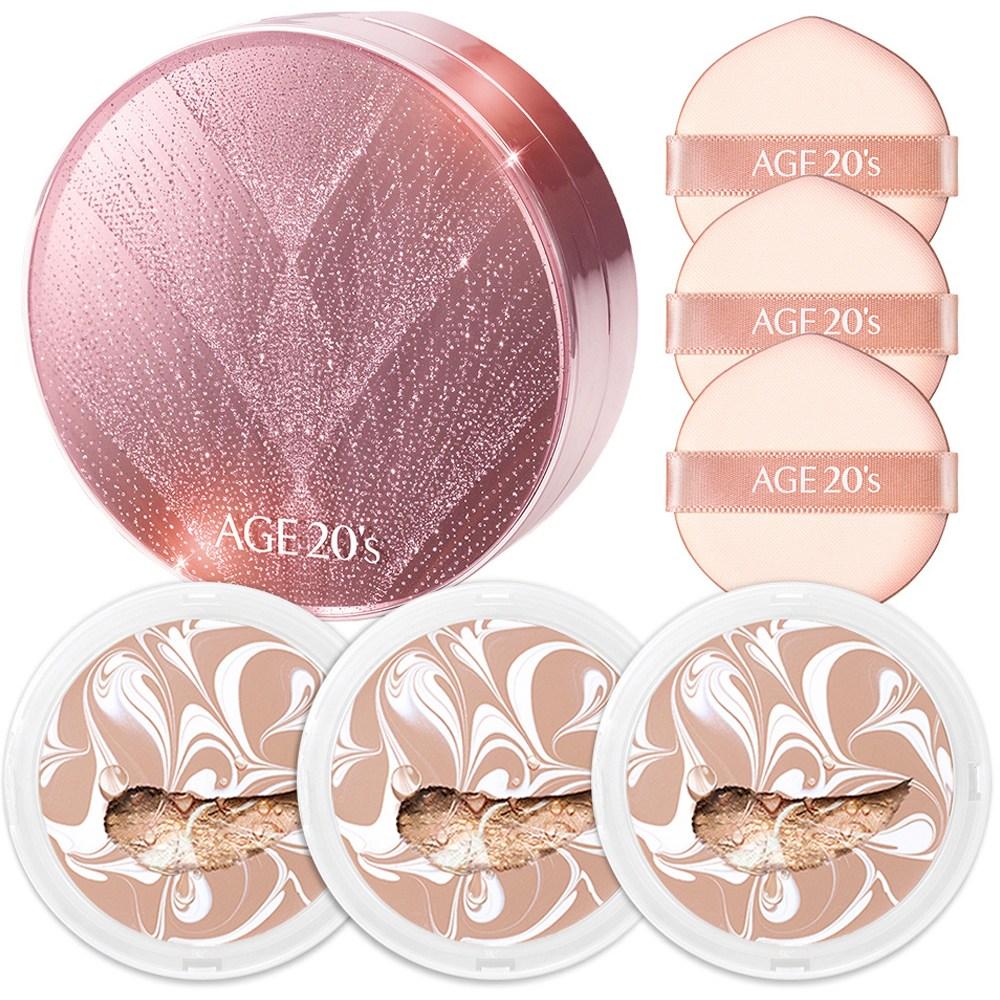 Age to Weness Twinkle Edition Essence Cover Pact Case + сменный блок 12,5 г x 3 шт., белый бежевый (2..., 1 комплект