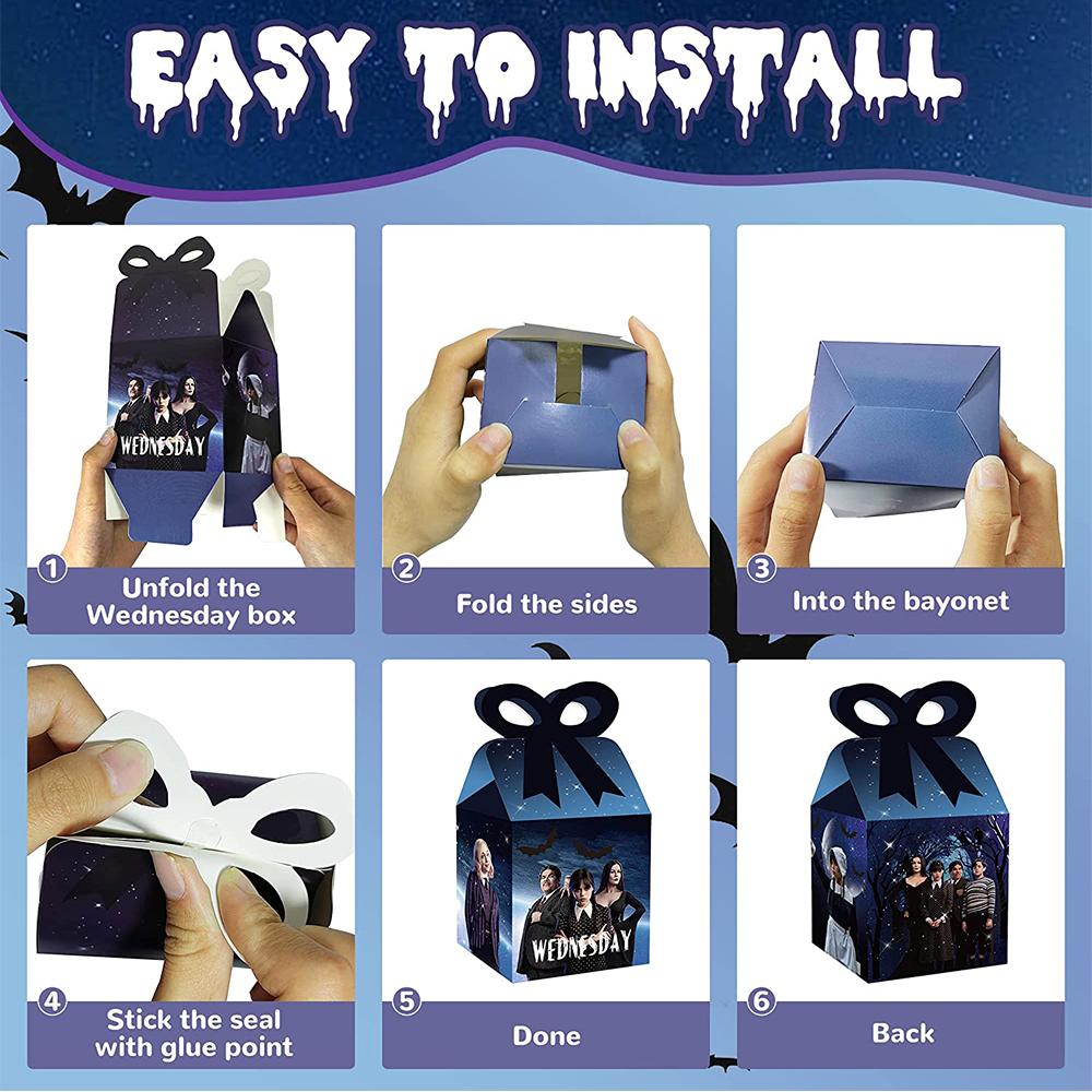 24 коробки конфет по средам для украшения вечеринки в стиле Аддамс по средам