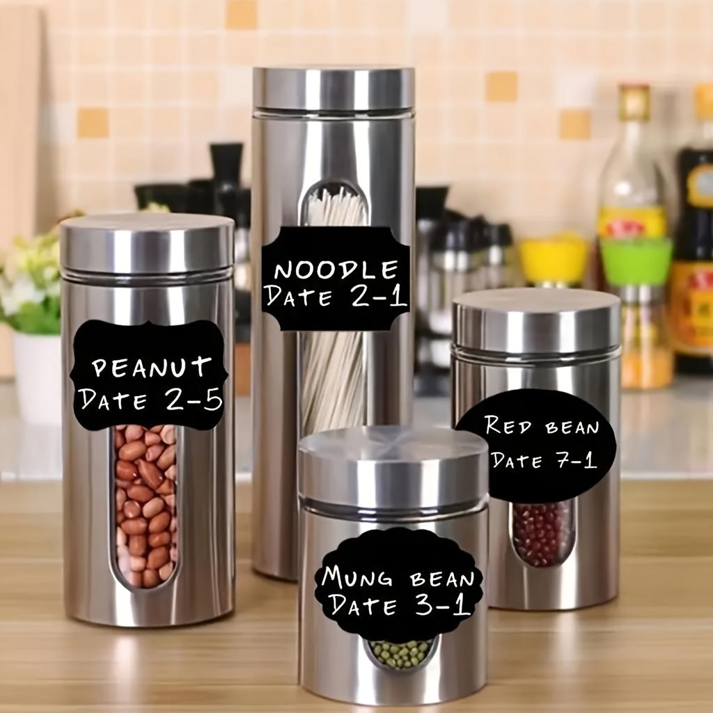 36 шт. Многоразовая этикетка для контейнера для хранения продуктов с ручкой Без клея, самоклеящаяся, наклейка-меловая доска для специй, сыра и т. д.. - Аксессуары для кухни