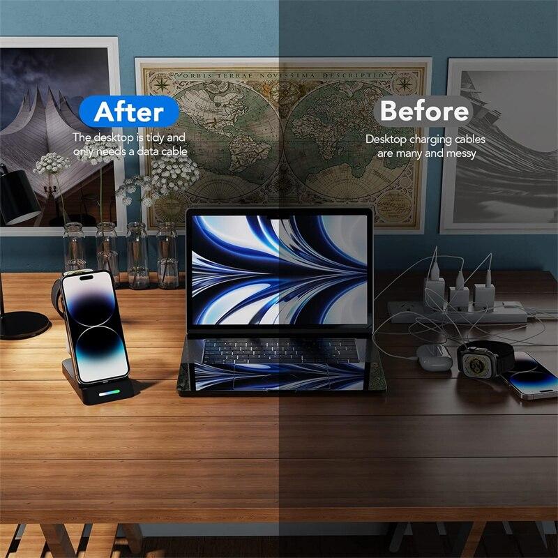 3 в 1 беспроводная зарядная подставка для iPhone 14 13 12 11 X Samsung S22 S21 быстрая зарядная станция док-станция для Galaxy/Watch AirPods