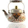Цветочный эмалированный чайник Винтажный золотисто-бежевый чайник Красочный бохо Чайник для горячей воды Кофейник 2,5 л Фарфоровый чайник с керамической ручкой для плиты