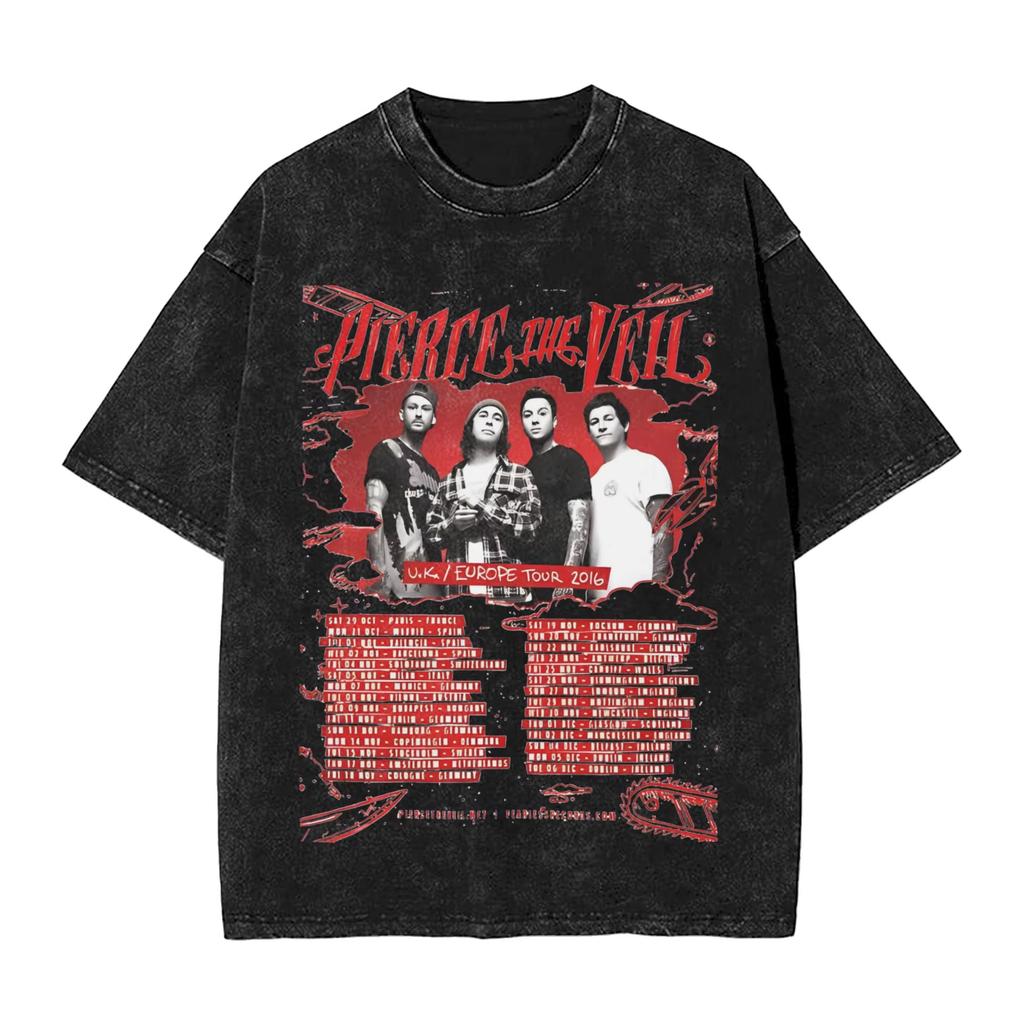 Рок-группа Pierce The Veils Потертая футболка Уличная одежда Новинка Футболки для мужчин Женщин Короткий рукав Хай-стрит