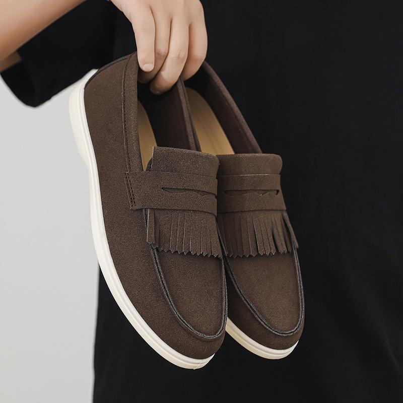 Мужские лоферы, деловая обувь, замшевая кожа, мягкая подошва, мужская повседневная обувь, ретро, плоская обувь для платья, мокасины, дизайнерские слипоны, мужская обувь