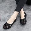 Women Breathable Mesh Single Shoes Ladies Lace Hollow Soft Sole Shoes Flat Pea Shoes Pregnant Comfortable Breathable Bean Shoes Footwear