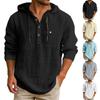 Men's Hooded T-shirt Solid Color Cotton And Linen Men's Casual Long-sleeved Top