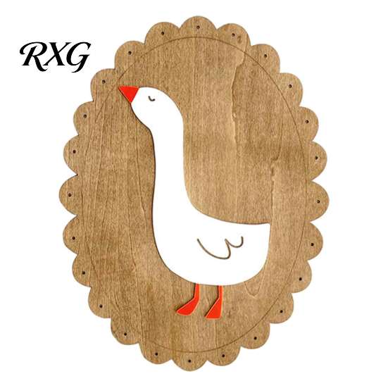 Wooden Wall Decor for Nursery Rustic Stickers, Nordic Rabbit Goose Decor, Cute Retro Lace Baseboard Animal Art Kids Bedroom Photography Prop