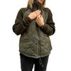 Womens Solid Color Knitted Patchwork Quilted Jacket Casual Lightweight Stand Collar Long Sleeve Zip Jackets Padded Outerwear Coats