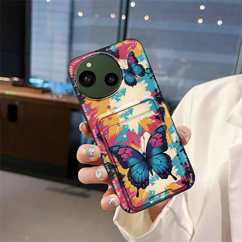 Shockproof Durable Phone Case For Sharp Aquos R9/SH-51E Cute Fashion Design Card Bag Full Wrap Anti-dust Soft Case Cover
