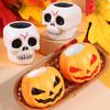 Halloween Squeeze Toys Pumpkin Skeleton Squishy Toys for Kids Stress Relief Sensory Toys Ghost in Cup Fidget Toys Ball